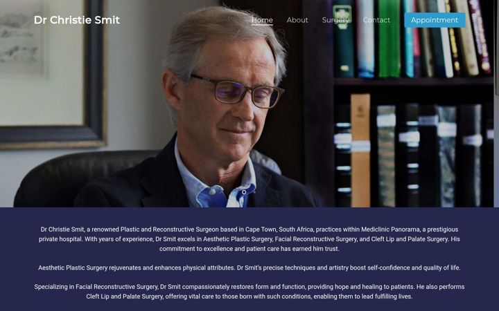 Skärmbild av drchristiesmit-plasticsurgeon.co.za