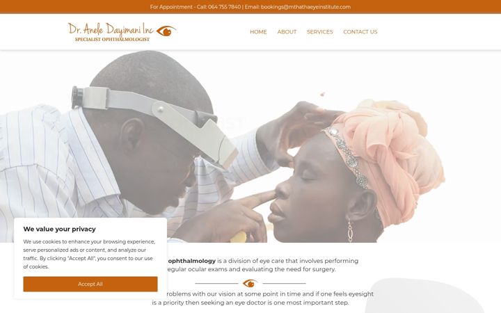 Skärmbild av drdayimani.co.za