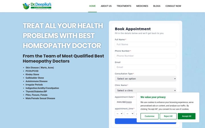 Screenshot of drdeepikashomeopathy.in