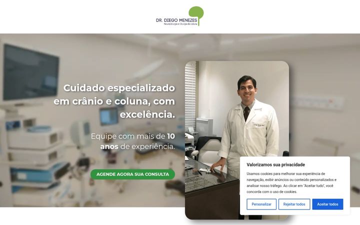Ekraanipilt saidist drdiegomenezes.com.br