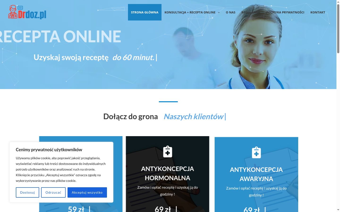 Screenshot del banner di consenso mostrato prima di qualsiasi interazione