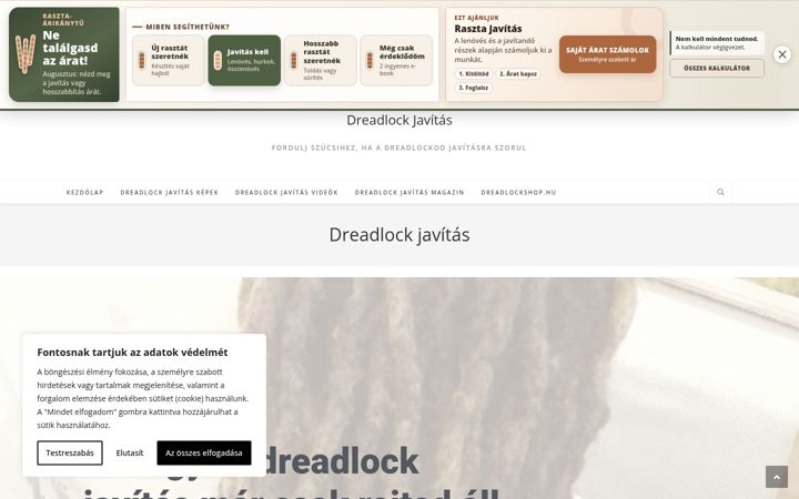 Ekrānuzņēmums no dreadlockjavitas.hu