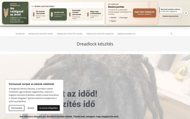 Ekrānuzņēmums no dreadlockkeszites.hu