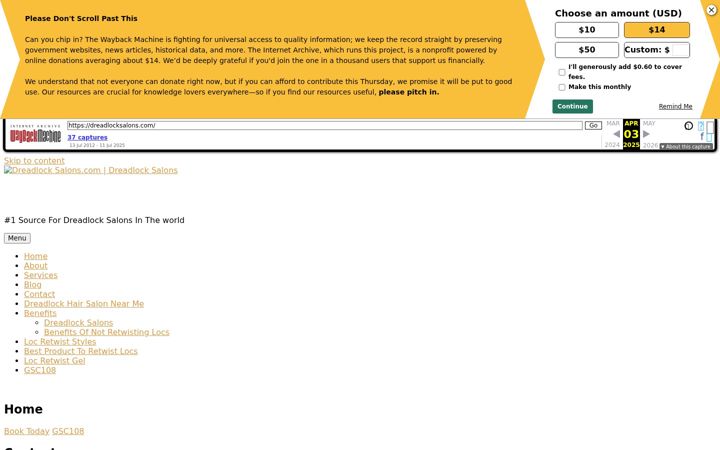 Screenshot of dreadlocksalons.com