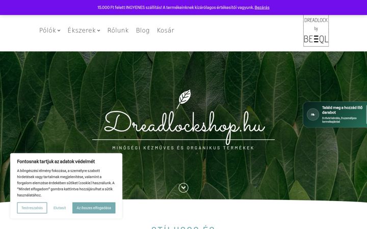 Ekrānuzņēmums no dreadlockshop.hu