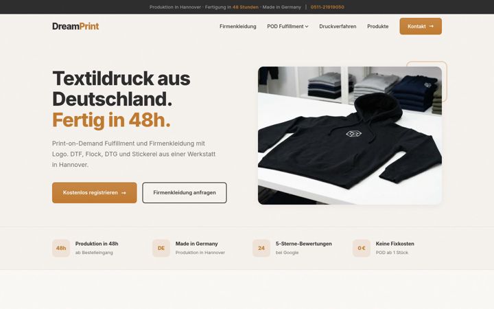 Screenshot of dream-print.de