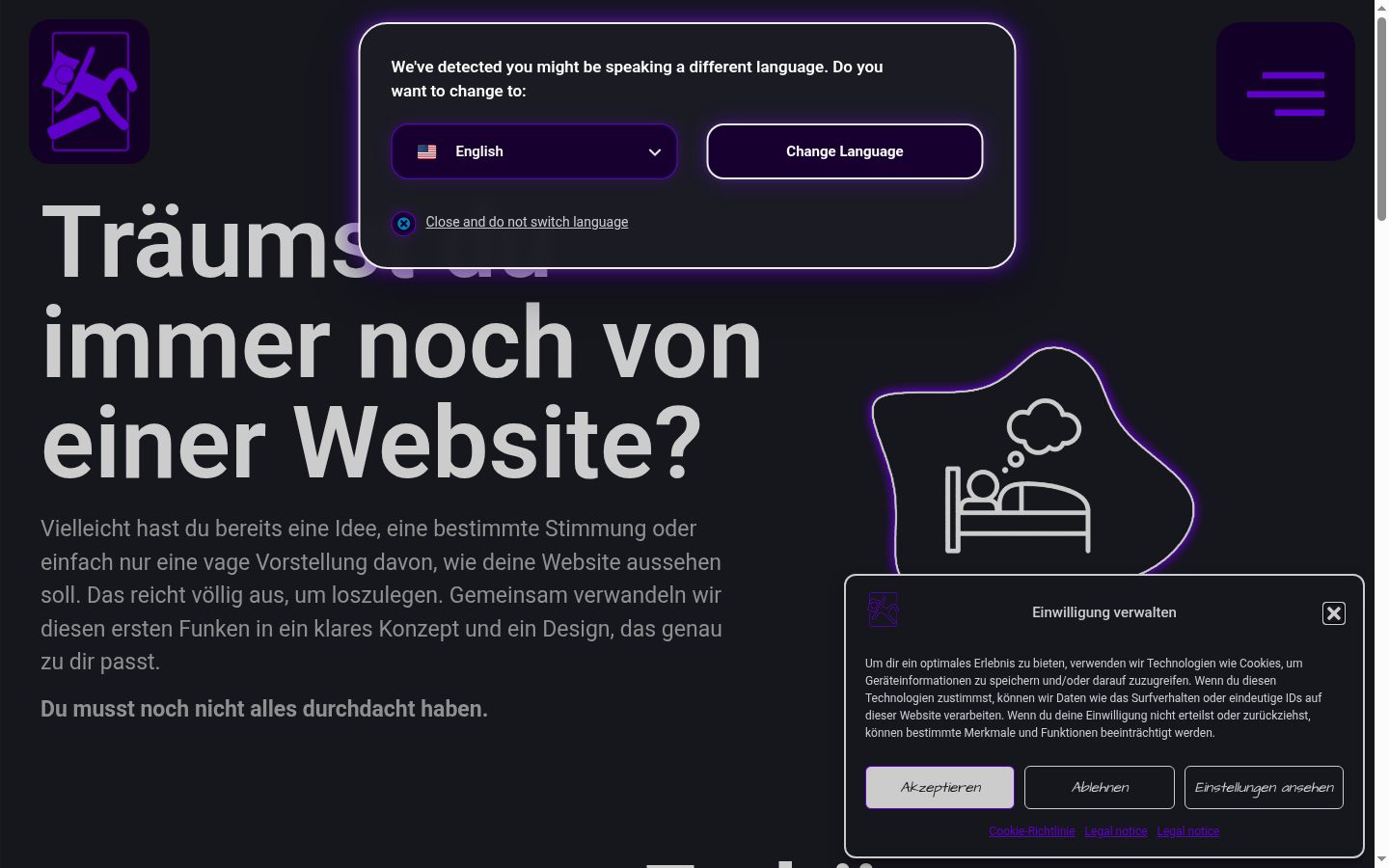 Screenshot of the consent banner shown before any interaction