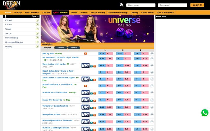 Screenshot of dream444.win