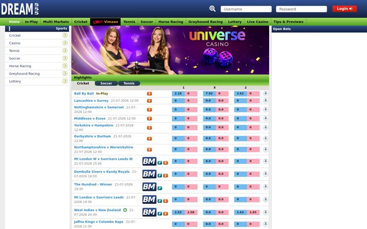 Screenshot von dream555.co