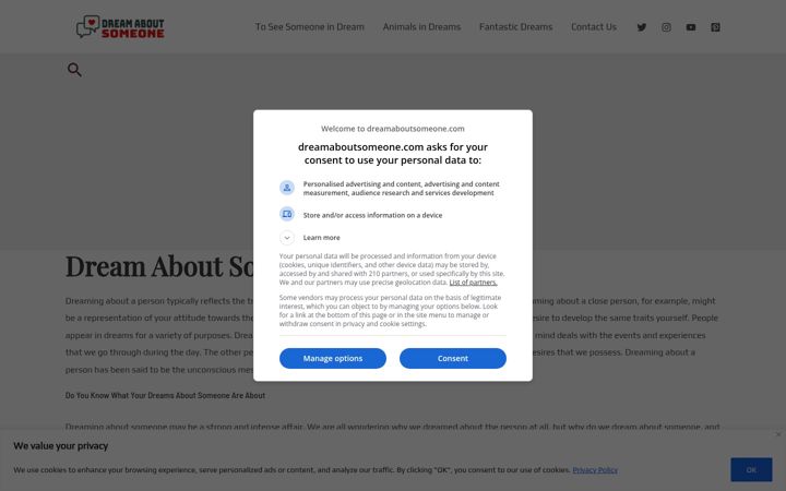 Screenshot of dreamaboutsomeone.com