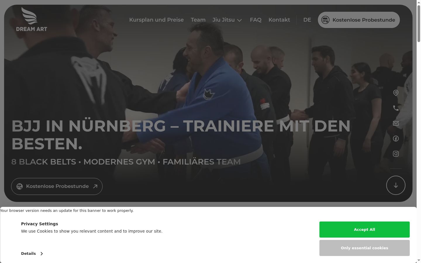 Screenshot des Einwilligungsbanners vor jeglicher Interaktion