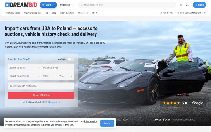 Snímek obrazovky dreambid.pl