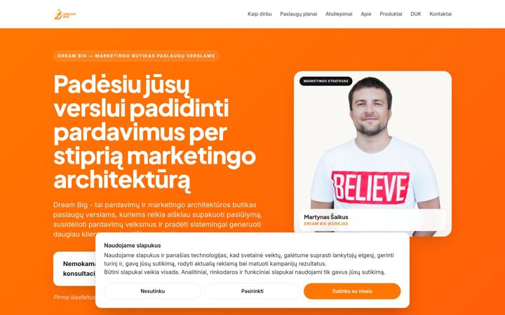 Snímek obrazovky dreambig.lt