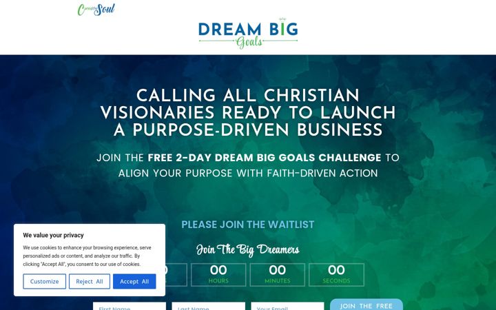 Screenshot of dreambiggoals.com