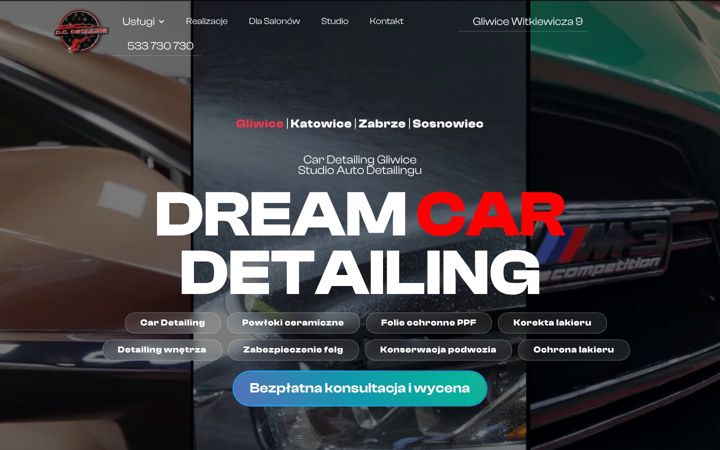 Snímek obrazovky dreamcardetailing.pl
