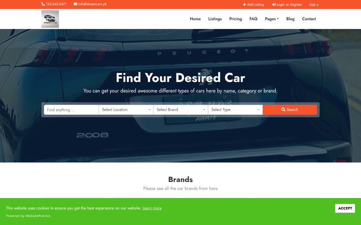 Screenshot of dreamcars.pk