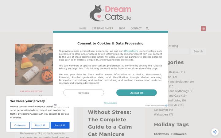 Screenshot of dreamcatslife.com