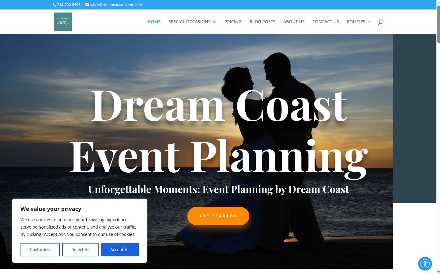 Screenshot of the consent banner shown before any interaction