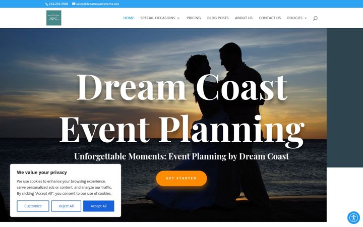 Screenshot of dreamcoastevents.net