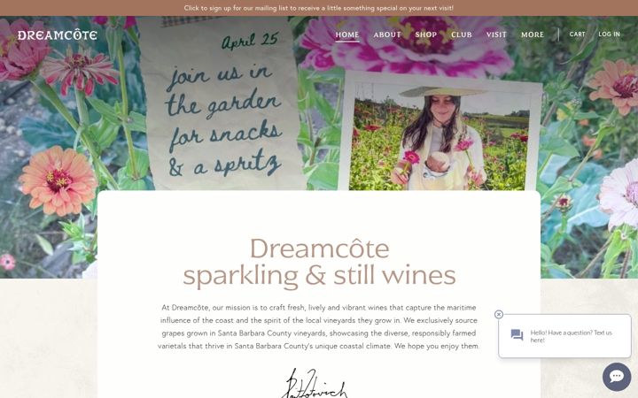 Screenshot of dreamcotewines.com