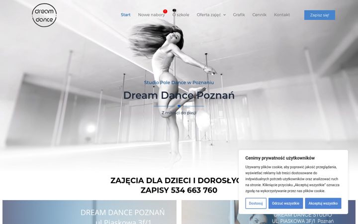 Snímek obrazovky dreamdancepoznan.pl