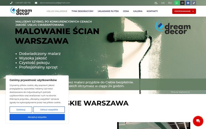 Snímek obrazovky dreamdecor-warszawa.pl