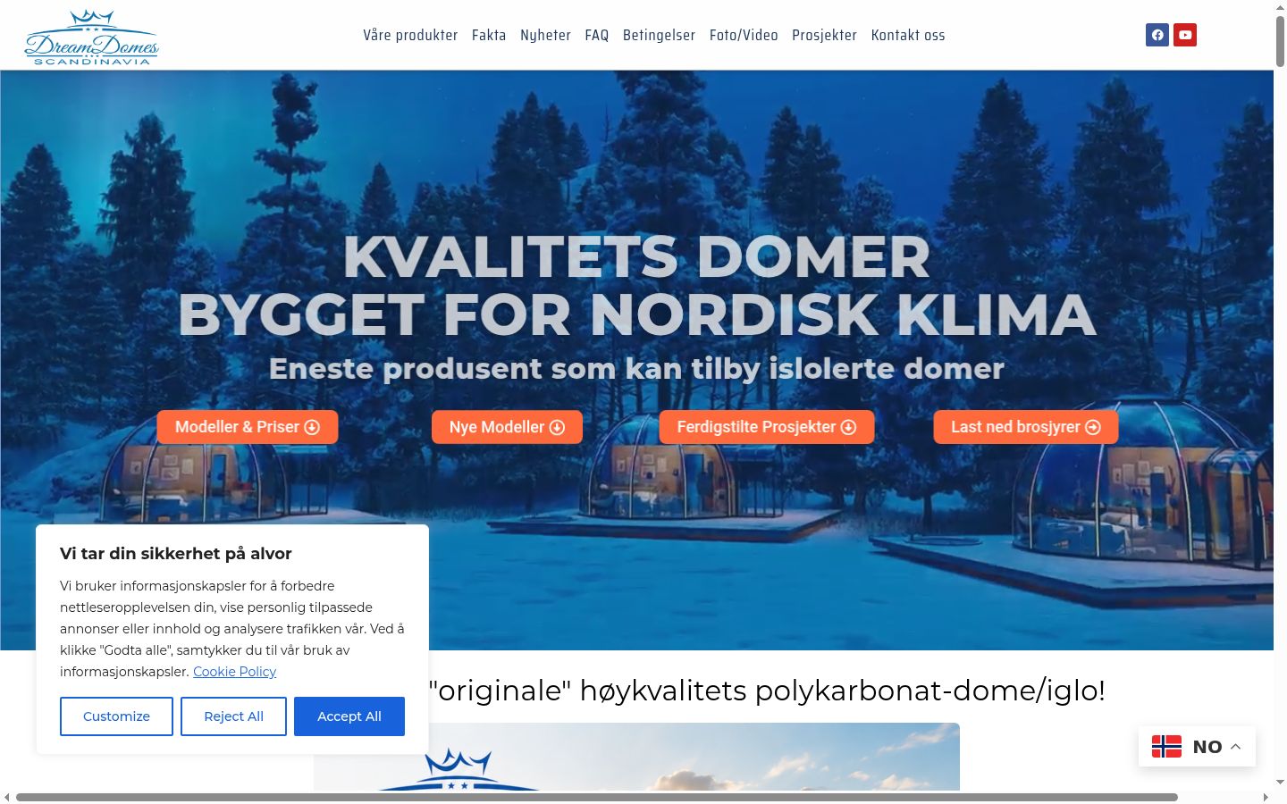 Skærmbillede af samtykkebanneret, som det blev vist før nogen interaktion