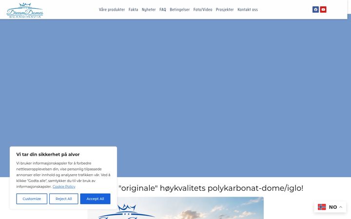 Skærmbillede af dreamdomes.no