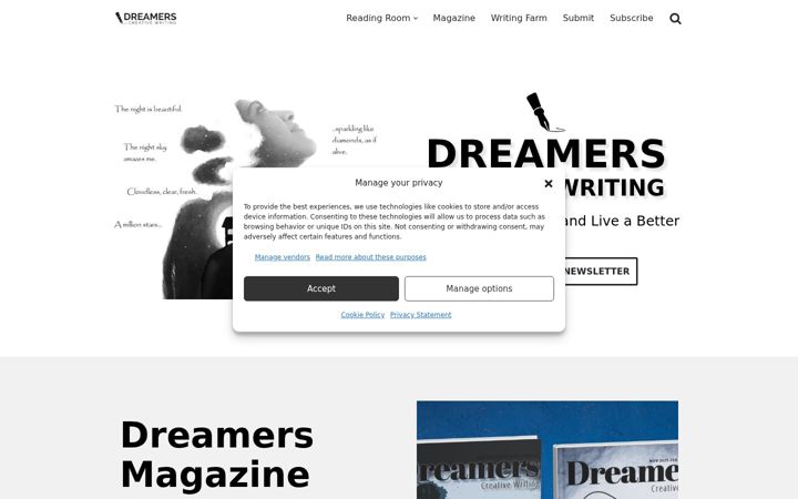 Screenshot of dreamerswriting.com