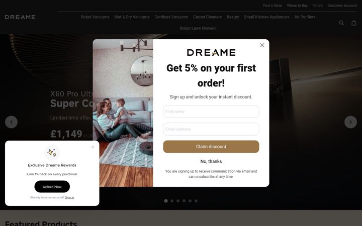 Screenshot von dreamestore.co.uk