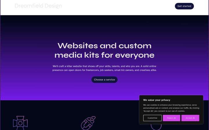 Screenshot of dreamfielddesign.com
