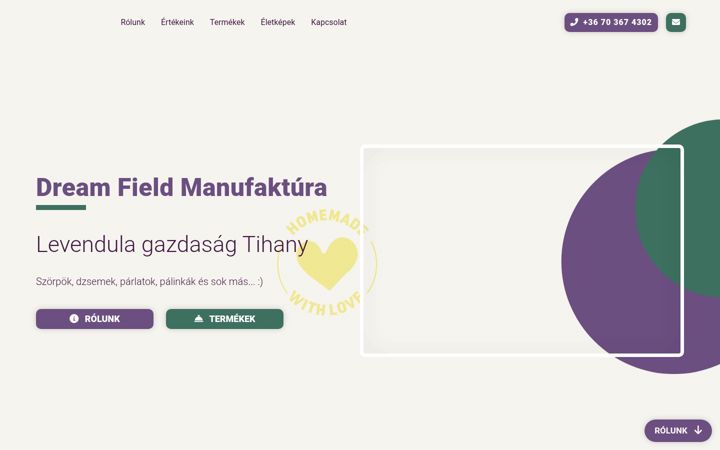 Ekrānuzņēmums no dreamfieldmanufaktura.hu