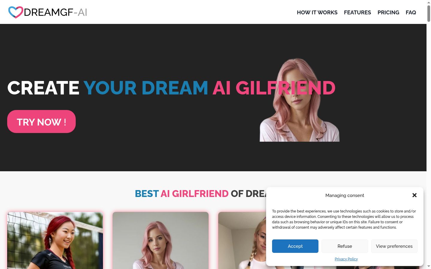 Screenshot of the consent banner shown before any interaction