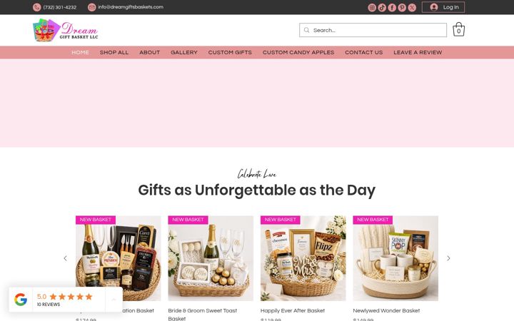 Screenshot of dreamgiftsbaskets.com
