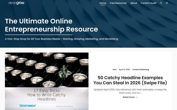 Screenshot of dreamgrow.com