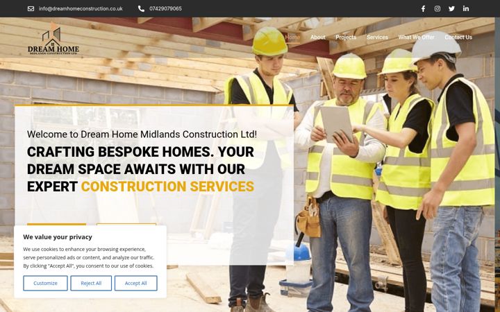 Captură de ecran a dreamhomeconstruction.co.uk