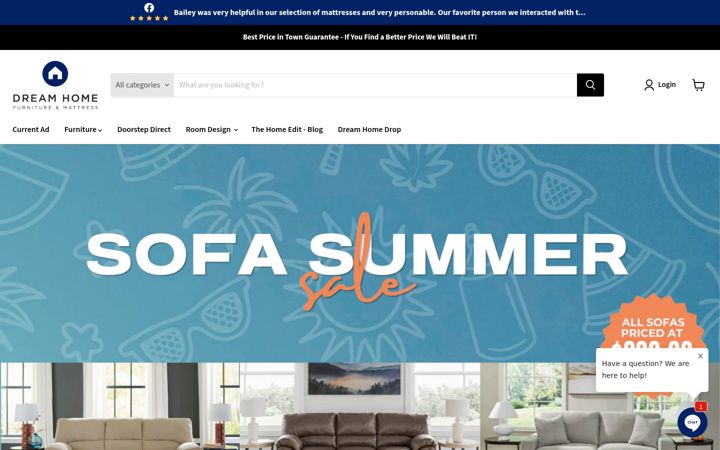 Screenshot of dreamhomefurniture.com