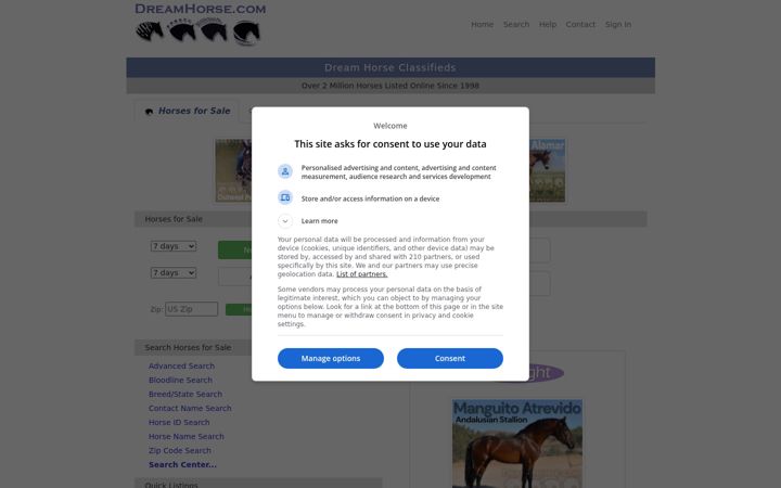 Screenshot of dreamhorse.com