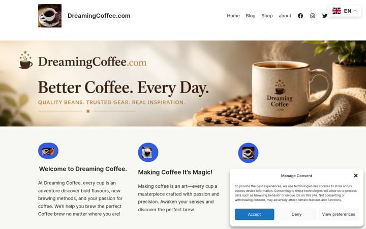 Screenshot of dreamingcoffee.com