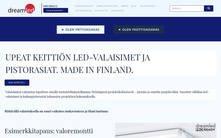 Snímek obrazovky dreamled.fi