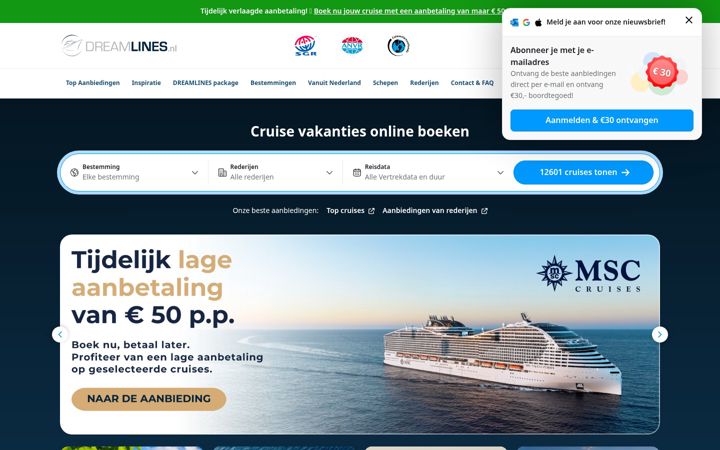 Screenshot of dreamlines.nl