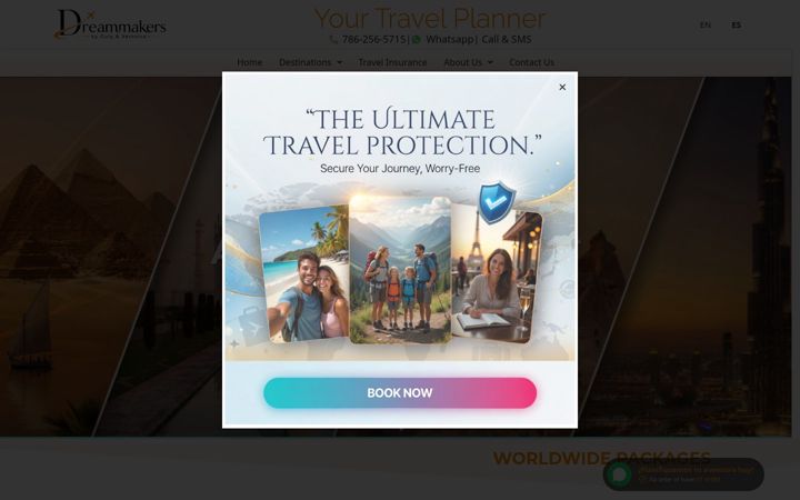 Screenshot of dreammakerstour.com