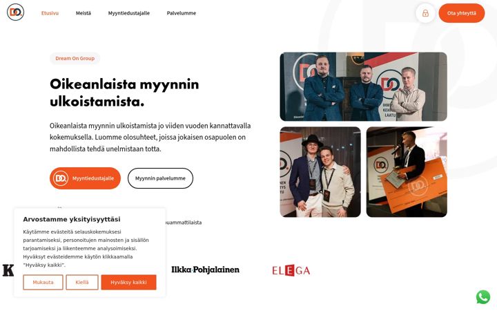 Snímek obrazovky dreamongroup.fi