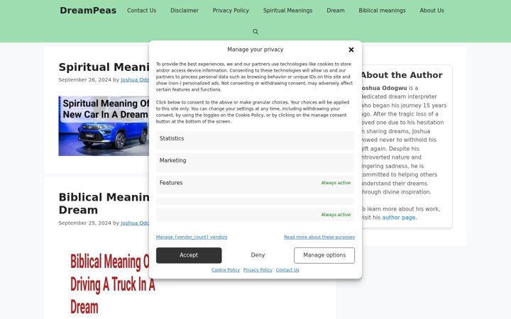 Screenshot of dreampeas.com