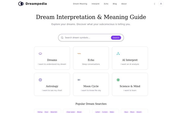 Screenshot of dreampedia.com
