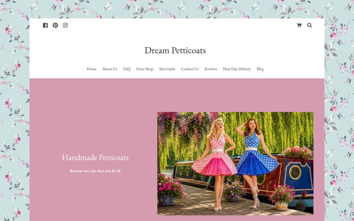 Captură de ecran a dreampetticoats.co.uk