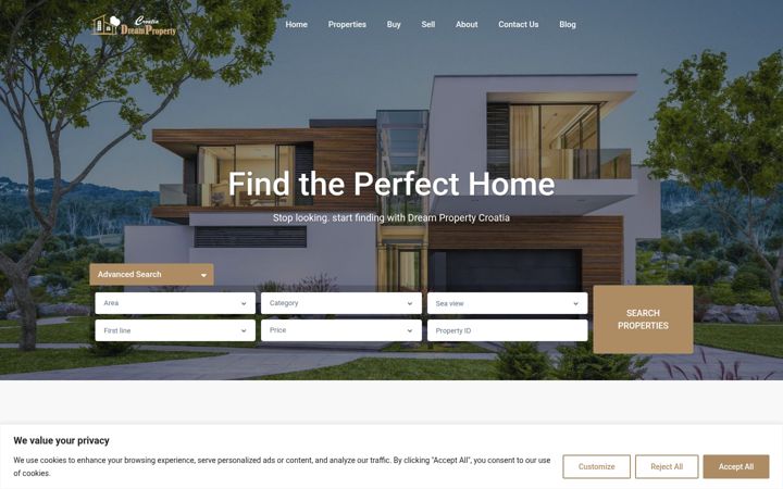 Screenshot of dreampropertycroatia.com