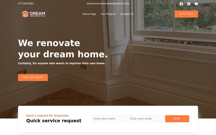 Captură de ecran a dreamrenovationsteam.co.uk