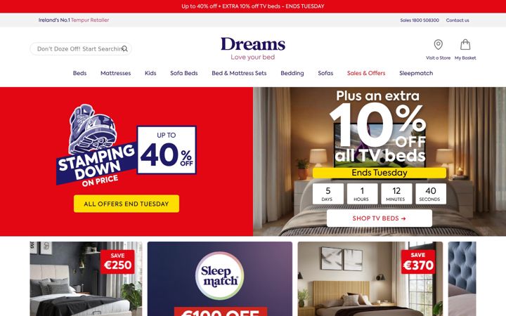 Screenshot van dreams.ie
