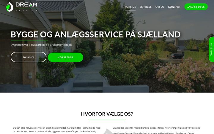Skærmbillede af dreamservice.dk